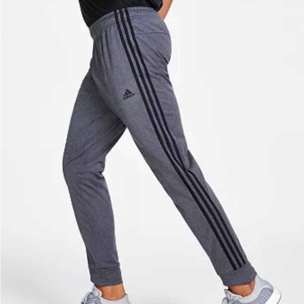 Grey and black Adidas joggers